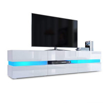 Hochglanz-TV-Ständer mit LED-Licht Weiß